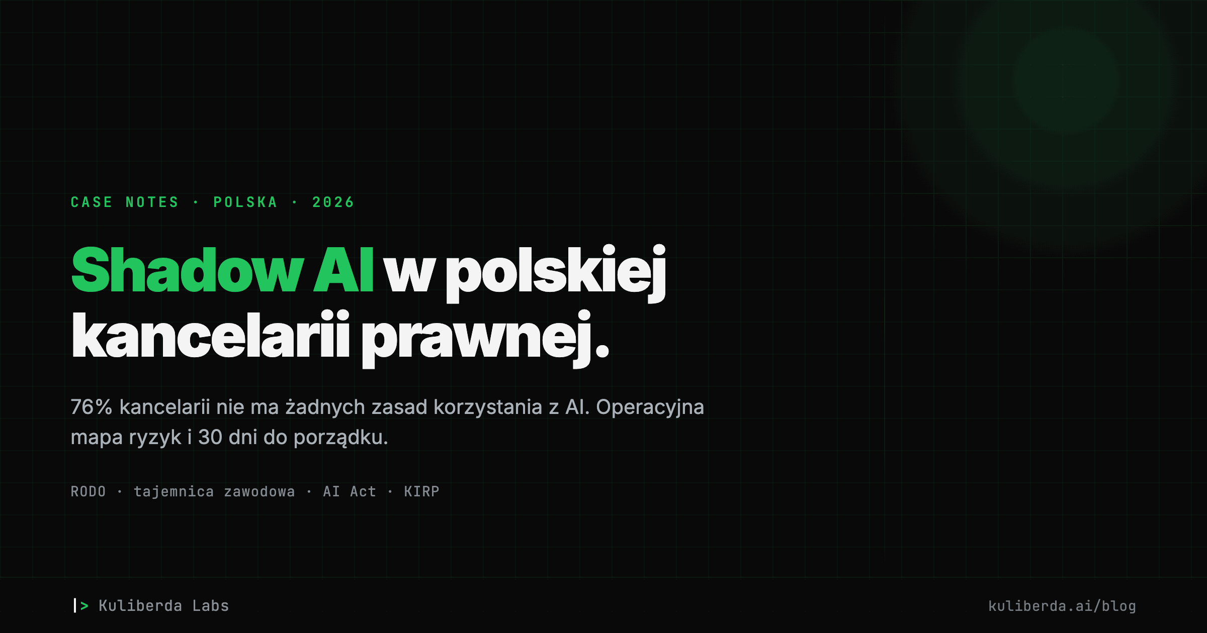 Shadow AI w kancelarii prawnej: RODO, tajemnica zawodowa, AI Act i plan 30 dni